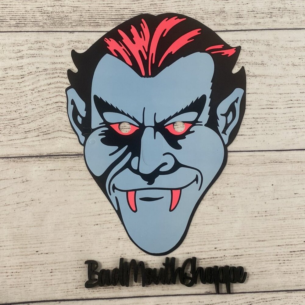 *Vintage Dracula Vampire Halloween Mask 1960's-70's Paper Flat